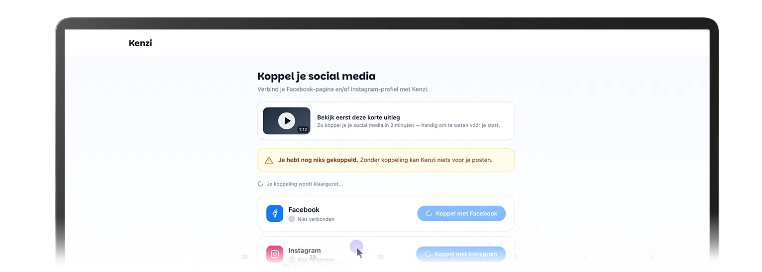 Je Facebookpagina en Instagramaccount koppelen in Kenzi
